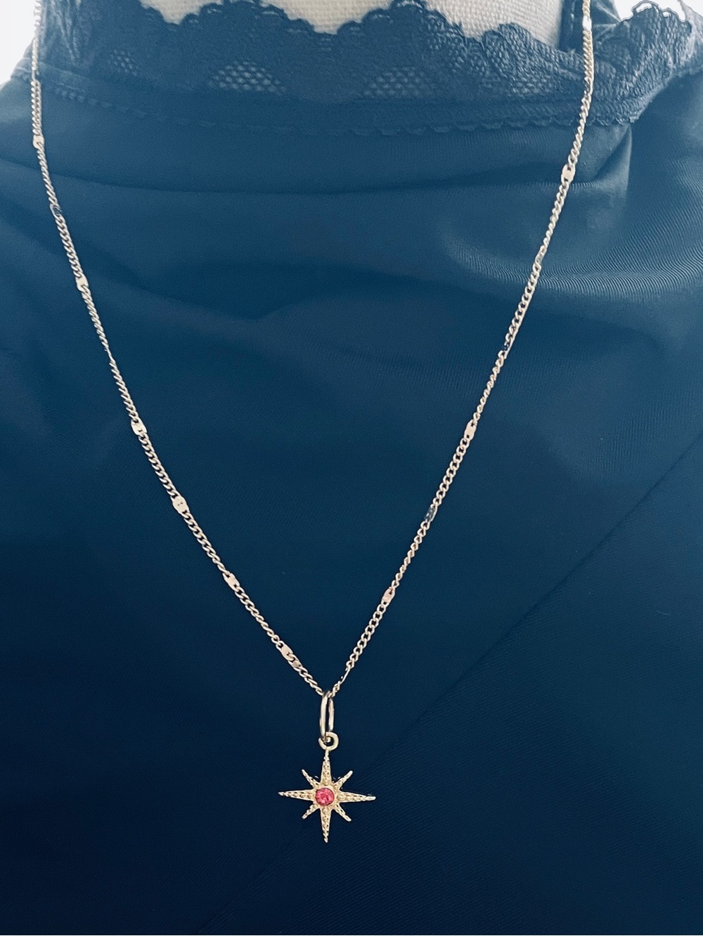 Nordstrom Gold Starburst Necklace with Pink Center Stone